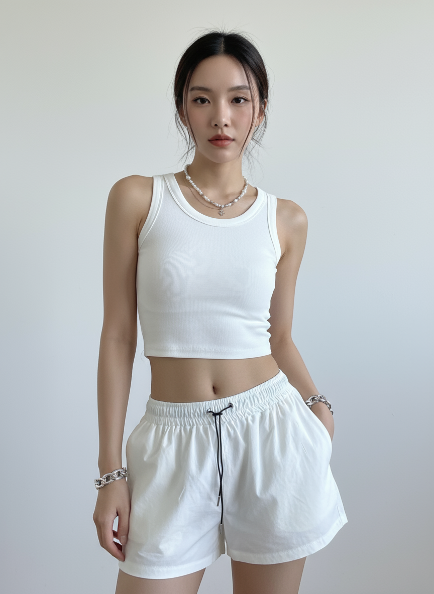 Ribbed Scoop-Neck Tank Top