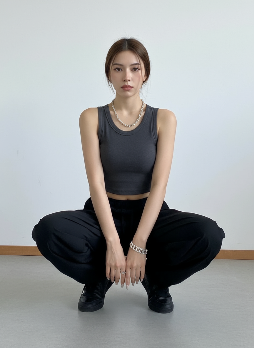 Ribbed Scoop-Neck Tank Top